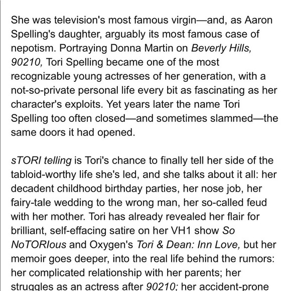 Tori spelling memoir book  . - Picture 4 of 5